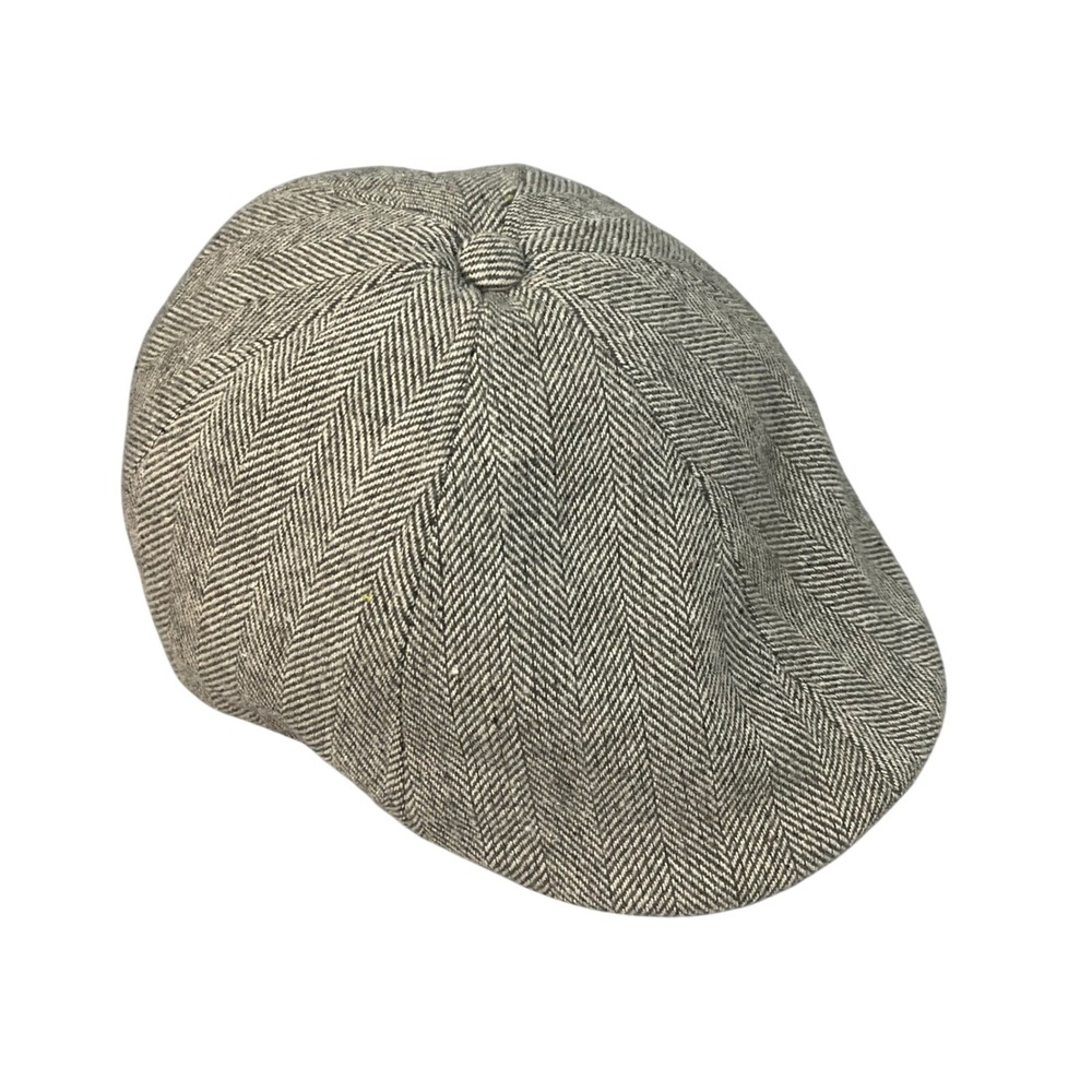 Goodfellow & Co Mens Grey Herringbone Newsboy Cap L/XL Wool Blend Cabbie Hat